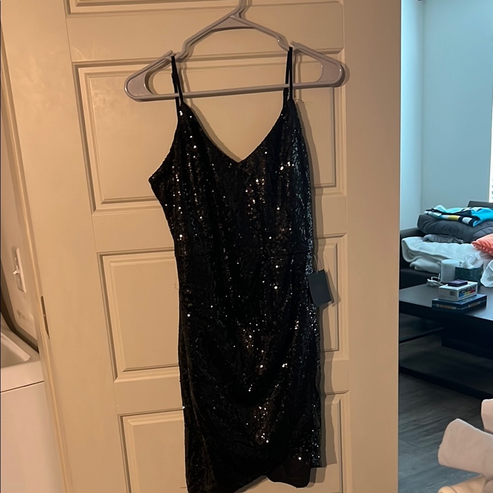 NWT Lulu's Black Sequin Bodycon Mini Dress